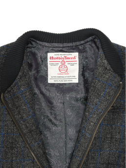Harris Tweed Joe Baseball Jacket Grey Windowpane