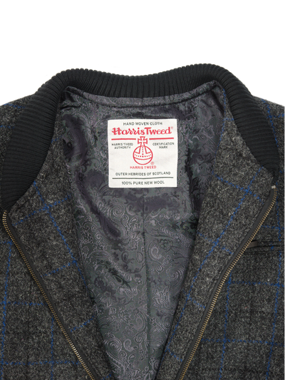 Harris Tweed Joe Baseball Jacket Grey Windowpane