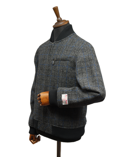 Harris Tweed Joe Baseball Jacket Grey Windowpane