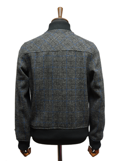 Harris Tweed Joe Baseball Jacket Grey Windowpane