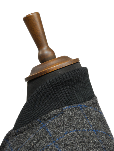 Harris Tweed Joe Baseball Jacket Grey Windowpane