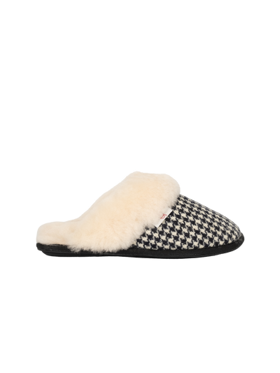Harris Tweed Kate Slippers - Black/White Houndstooth