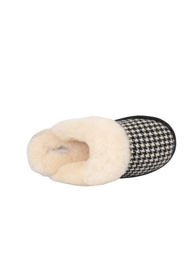 Harris Tweed Kate Slippers - Black/White Houndstooth