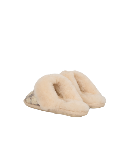 Harris Tweed Kate Slippers - Cream Check