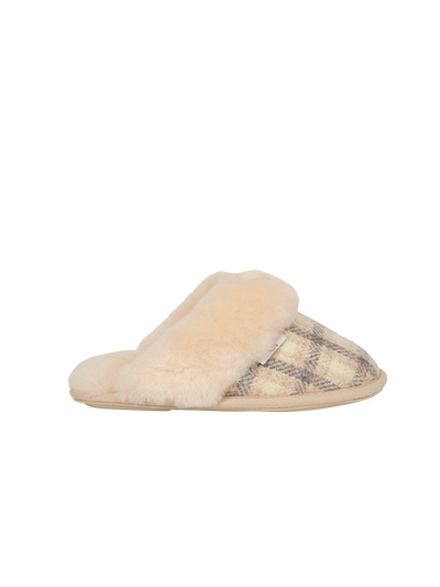 Harris Tweed Kate Slippers - Cream Check