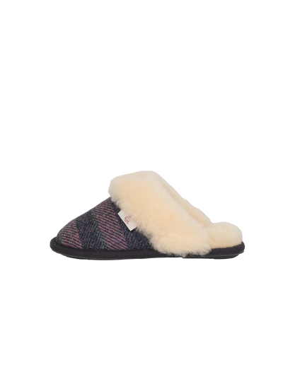 Harris Tweed Kate Slippers - Denim/Pink Stripe