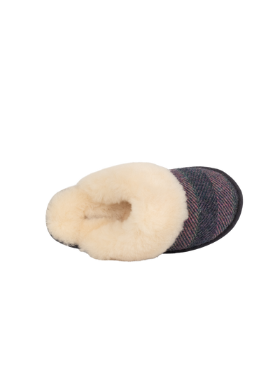 Harris Tweed Kate Slippers - Denim/Pink Stripe