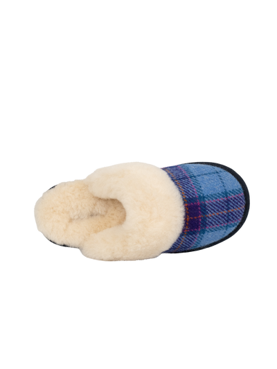 Harris Tweed Kate Slippers - Denim/Purple Check
