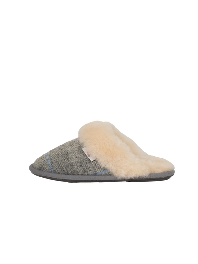 Harris Tweed Kate Slippers - Grey/Pink Check