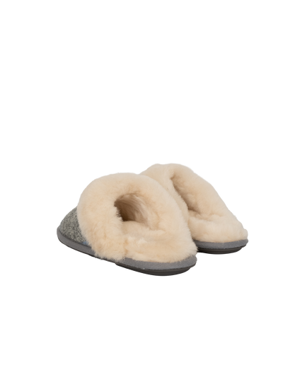 Harris Tweed Kate Slippers - Grey/Pink Check