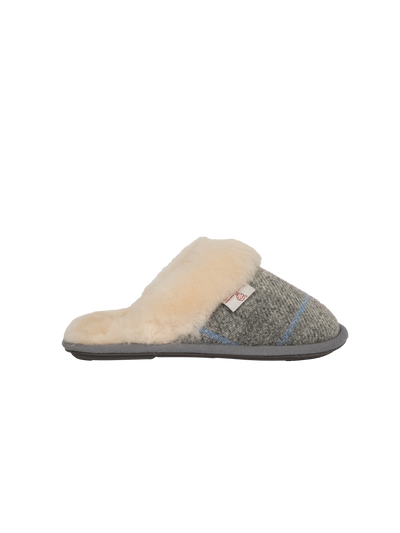 Harris Tweed Kate Slippers - Grey/Pink Check