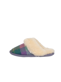 Harris Tweed Kate Slippers - Lilac/Blue Check