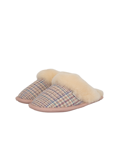 Harris Tweed Kate Slippers - Natural POW Check