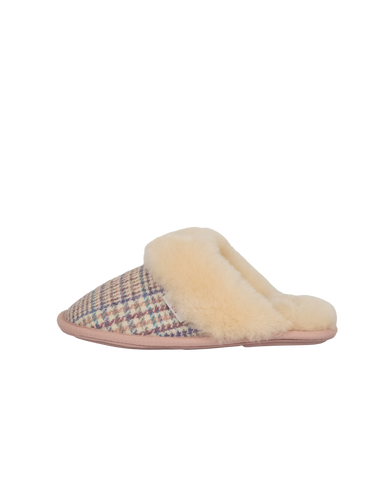 Harris Tweed Kate Slippers - Natural POW Check