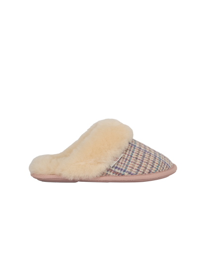 Harris Tweed Kate Slippers - Natural POW Check