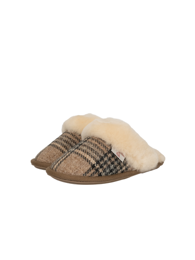 Harris Tweed Kate Slippers - Nutmeg Check