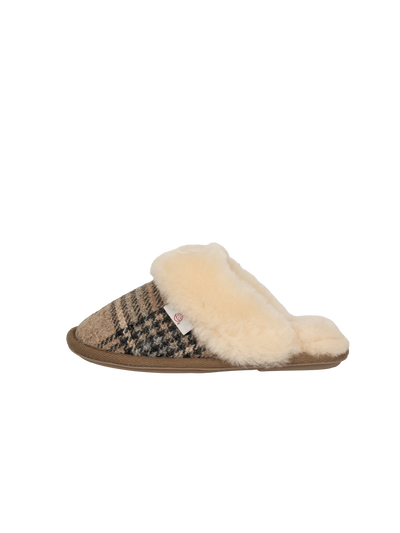 Harris Tweed Kate Slippers - Nutmeg Check