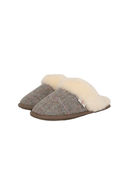 Harris Tweed Kate Slippers - Oat Pink Herringbone