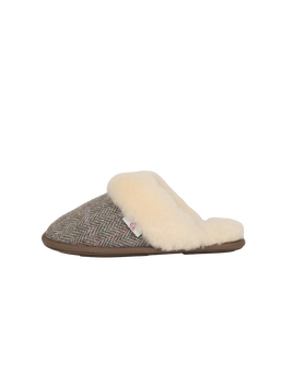 Harris Tweed Kate Slippers - Oat Pink Herringbone