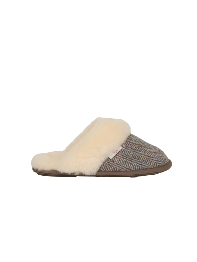 Harris Tweed Kate Slippers - Oat Pink Herringbone