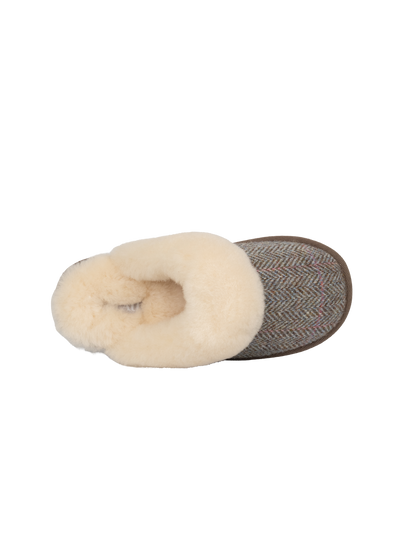 Harris Tweed Kate Slippers - Oat Pink Herringbone