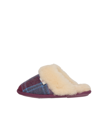 Harris Tweed Kate Slippers - Pink/Damson Check