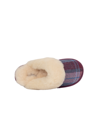 Harris Tweed Kate Slippers - Pink/Damson Check