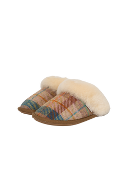 Harris Tweed Kate Slippers - Sand Honey Check