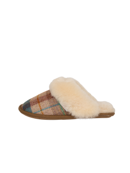 Harris Tweed Kate Slippers - Sand Honey Check