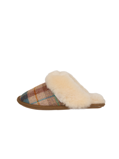 Harris Tweed Kate Slippers - Sand Honey Check
