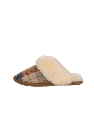 Harris Tweed Kate Slippers - Sand Honey Check