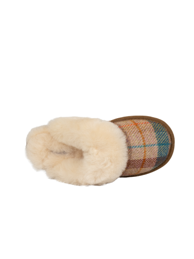 Harris Tweed Kate Slippers - Sand Honey Check