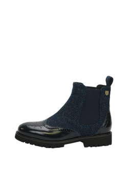 Harris Tweed Kendal Boots Navy Herringbone