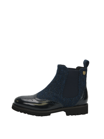 Harris Tweed Kendal Boots Navy Herringbone