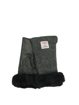 Harris Tweed Ladies Fur Mittens HB85 (ISL)