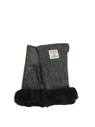 Harris Tweed Ladies Fur Mittens - HB85 (ISL)