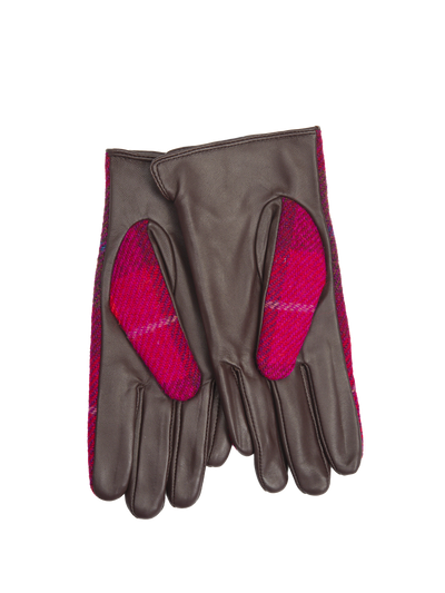 Harris Tweed Ladies Gloves A031 (Brown Leather) (ISL)