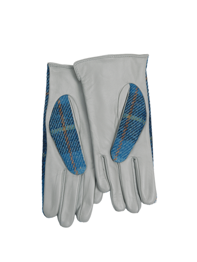 Harris Tweed Ladies Gloves Blue Pastels (Pale Blue Leather) (ISL)