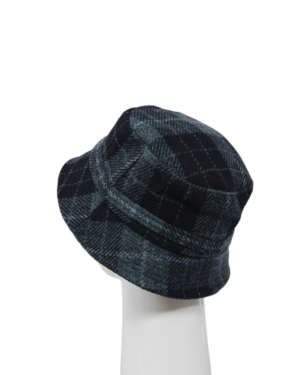 Harris Tweed Ladies Bucket Hat - Black/Grey Check (HH)