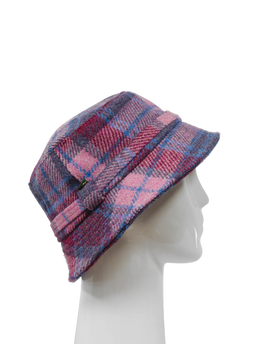 Harris Tweed Ladies Bucket Hat - Pink Blue Check (HH)