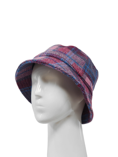 Harris Tweed Ladies Bucket Hat - Pink Blue Check (HH)