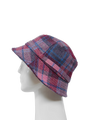 Harris Tweed Ladies Bucket Hat - Pink Blue Check (HH)