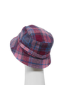 Harris Tweed Ladies Bucket Hat - Pink Blue Check (HH)