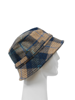 Harris Tweed Ladies Bucket Hat - Sand Navy Check (HH)