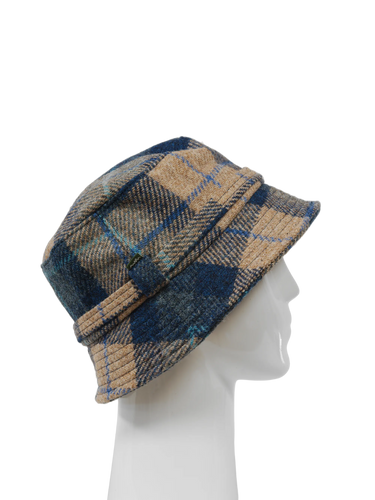 Harris Tweed Ladies Bucket Hat - Sand Navy Check (HH)