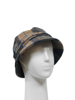 Harris Tweed Ladies Bucket Hat - Sand Navy Check (HH)