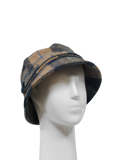 Harris Tweed Ladies Bucket Hat - Sand Navy Check (HH)