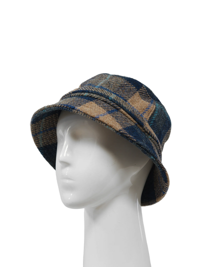 Harris Tweed Ladies Bucket Hat - Sand Navy Check (HH)