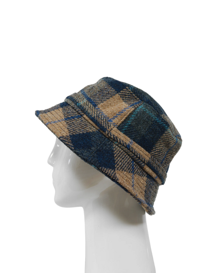 Harris Tweed Ladies Bucket Hat - Sand Navy Check (HH)