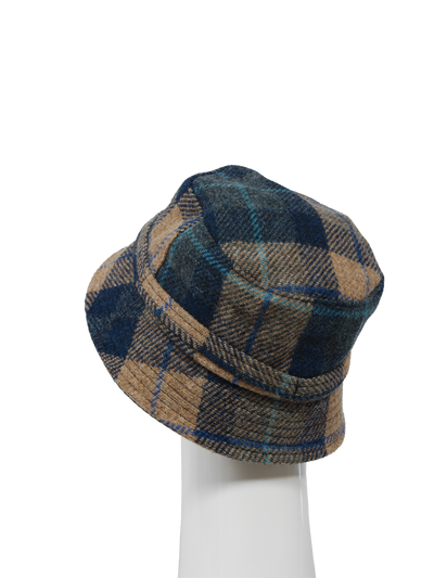 Harris Tweed Ladies Bucket Hat - Sand Navy Check (HH)
